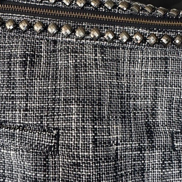 H&M Navy Tweed Mini Skirt with Embellished Waist – Size 6 - Picture 12 of 16